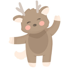 Cartoon deer dancing with antlers and horns