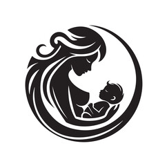 Mom and Baby logo design, Mom and baby  logo template.vector illustration