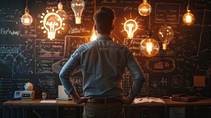 Startup founder pitching an innovative idea to investors, confident and visionary