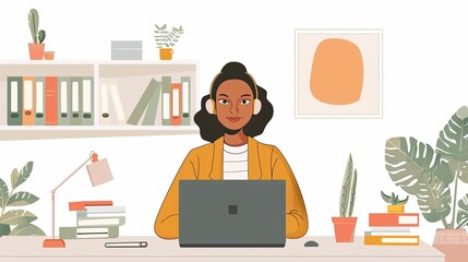 Online teacher conducting a class from a home office, engaged and interactive learning