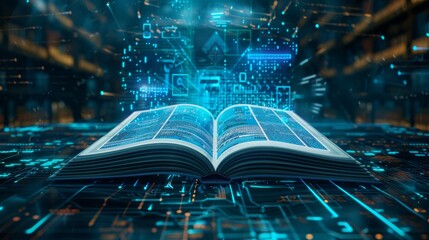 Digital Futuristic Learning: Modern Digital Book in Sleek Futuristic Style