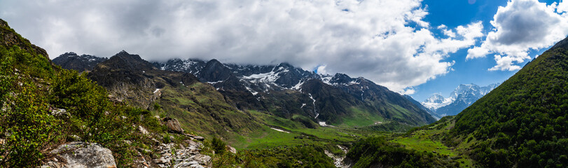 Snow Capped Nanda Devi and Valley of Flowers National Parks Panorama Photography 