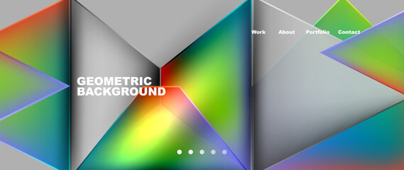 Flowing bright neon gradients geometric abstract background with triangles and lines. Fluid color pattern of color liquid gradient background for wallpaper, banner, background, card, landing page