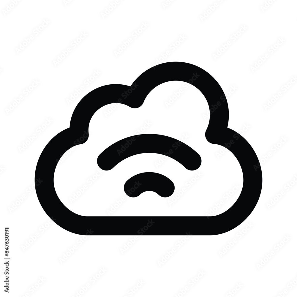Wall mural wifi signals with cloud, icon of cloud internet editable vector