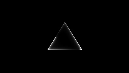 Abstract glowing neon triangle border frame illustration on black background.