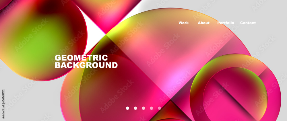 Aufkleber bright colorful squares with round elements minimal geometric background. vector illustration for wa