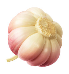 Peeled garlic isolated on transparent background.