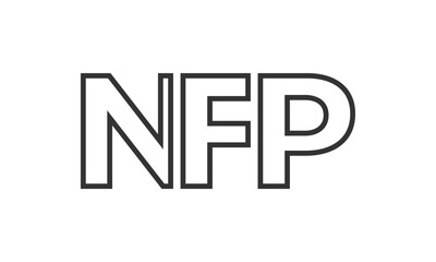 Obraz premium NFP logo design template with strong and modern bold text. Initial based vector logotype featuring simple and minimal typography. Trendy company identity.