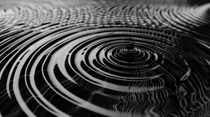 Black and white concentric circles resembling a sound wave.