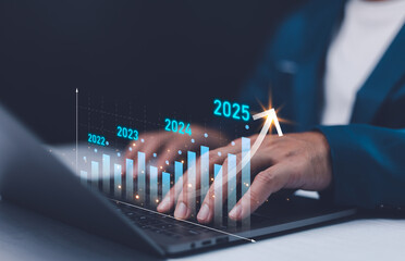 2024 to 2025 business financial plan market concept, performance of profit growth on 2024,...