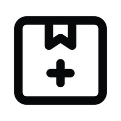 Plus sign on package showing concept icon of add product