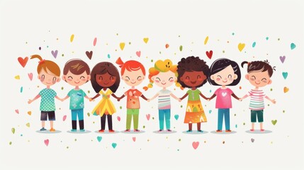 Fototapeta premium Friendship day. Childrens day. Illustration generated by ai
