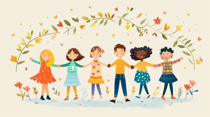Fototapeta premium Friendship day. Childrens day. Illustration generated by ai