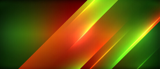 Neon dynamic diagonal light rays background. Techno digital geometric concept design for wallpaper, banner, presentation, background