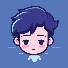 A cartoon of a boy with a sad  face vector illustration