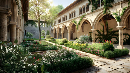 transparent background psd  a courtyard featuring a tall tree and a building