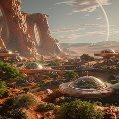 Futuristic city on Mars, illustration, concept - 5