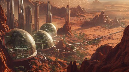 Futuristic city on Mars, illustration, concept - 3