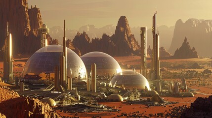 Futuristic city on Mars, illustration, concept - 4