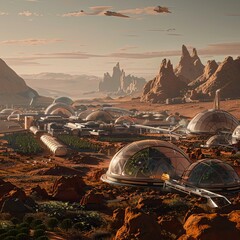 Futuristic city on Mars, illustration, concept - 7