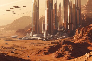 Futuristic city on Mars, illustration, concept - 14