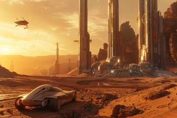 Futuristic city on Mars, illustration, concept - 16