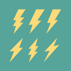 Thunder set vector with yellow red green colours