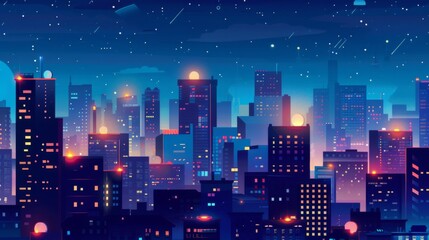 Night city landscape background illustration generated by ai