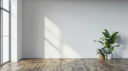 Minimalistic modern interior with a clean empty wall, perfect mockup for art or paintings, bright and elegant interior design