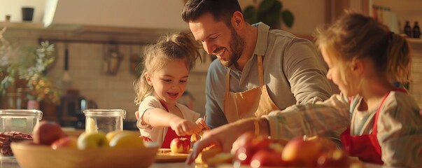 Family making caramel apples for National Potato Day, October 27th, enjoying sweet and savory snacks, 4K hyperrealistic photo.
