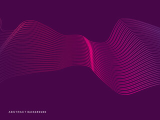 Abstract shining wave lines on purple background. Dynamic wave pattern. Modern flowing wavy lines. Futuristic technology concept. Suitable for banners, posters, covers, brochures, flyers, websites, et