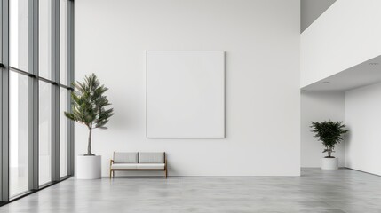 modern living room with sofa and empty wall mockup. minimalistic wall mockup, blank wall, interior minimalistic