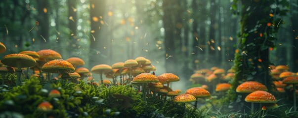 Enchanting forest grove with a hidden fairy ring of mushrooms, 4K hyperrealistic photo
