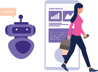 The girl is walking.