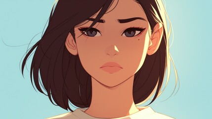 A cartoon featuring a young woman s face