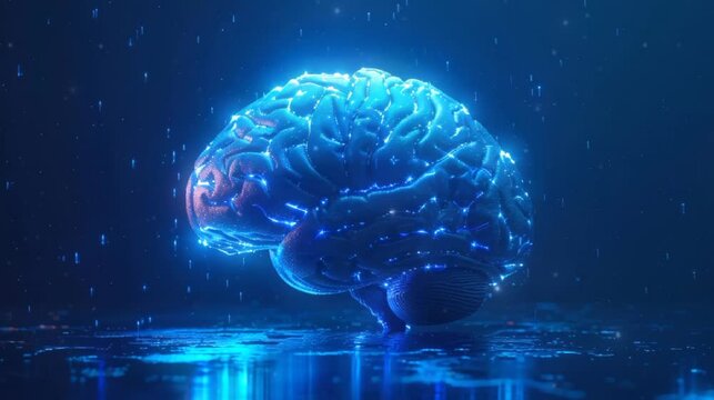 human brain anatomy in the light blue background