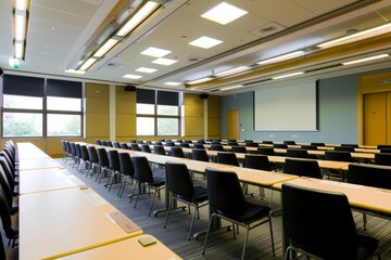 Professional Photography of the state-of-the-art meeting rooms equipped with the latest technology for seamless presentations, Generative AI