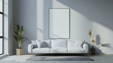 Contemporary Minimalist Interior with a Clean Empty Wall, Ideal for Art or Painting Mockups, Bright and Stylish Design.