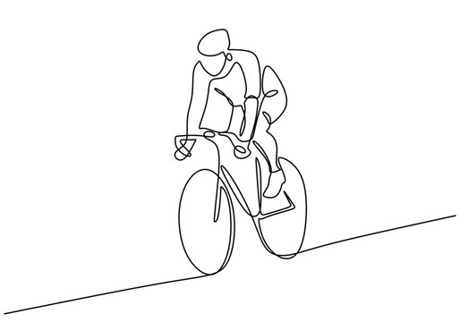 recommend clip art: Man riding racing bike wear helmet continuous line drawing. Fitness and sport concept.