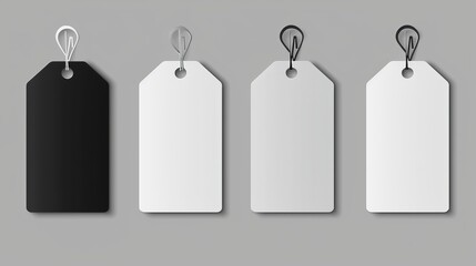 Collection of lifelike empty price labels for black friday promotions, isolated for decor