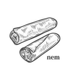 Nem street food line drawing vector illustration.