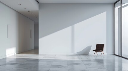 Modern, Clean Interior with a Blank Wall, Ideal for Art or Painting Mockups, Bright and Minimalistic Design.