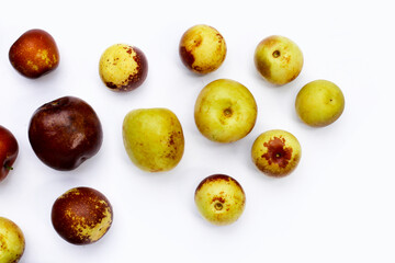 Fresh jujube fruit on white background