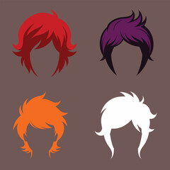 set of hair vector silhouettes on white background
