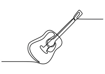 Classic guitar continuous line drawing. Music instrument concept.
