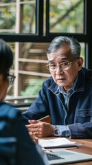 Fototapeta premium Man listening intently in a meeting