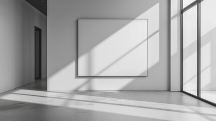 Fototapeta premium Minimalistic Modern Interior with Clean Empty Wall, Perfect Mockup for Art or Paintings, Bright and Elegant Interior Design.