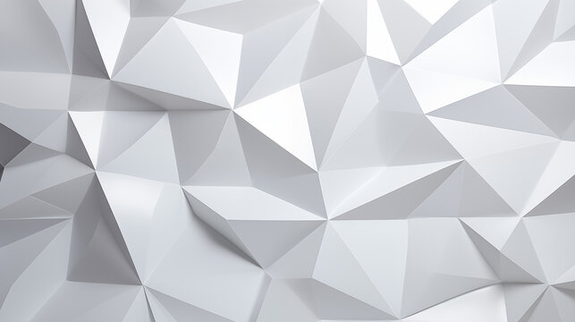 Abstract minimalist geometric triangle lowpoly mosaic pattern. White triangular abstract background.