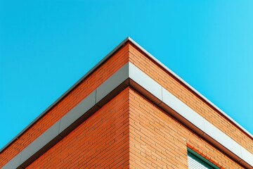 red brick building on blue sky background
