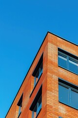 red brick building on blue sky background